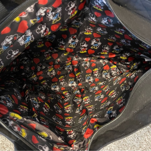 Adorable Disney Mickey Minnie Love Red Bling Heart Canvas Tote Bag Double Strap - Picture 6 of 8